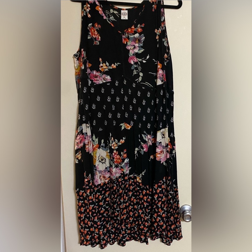Bila Black and Pink Smocked Midi Sundress